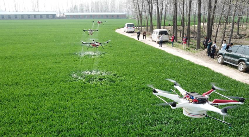 2020年中國植保無人機(jī)需求量10萬架插圖2 無人機(jī)植保在水田作業(yè)