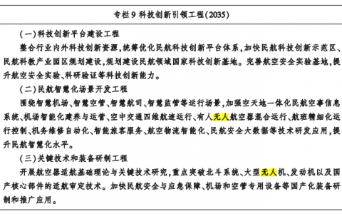 《“ 十四五” 民用航空發(fā)展規(guī)劃》：發(fā)展無人機新技術應用